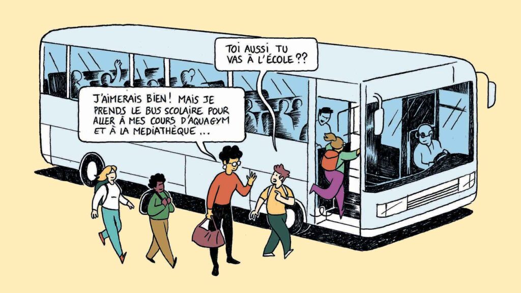 dessin d'un bus comme solution de déplacement sur le territoire de Haute-Corrèze Communauté
